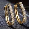 Gold circular hoop earrings with double row of sparkling zirconia